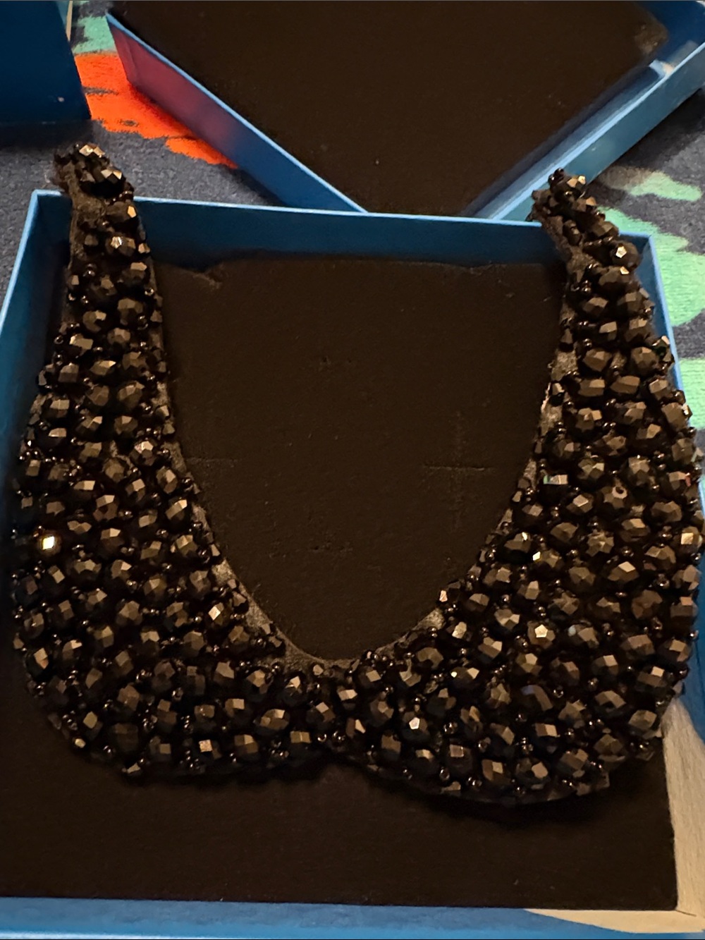 Black Beaded Collar Necklace for Women